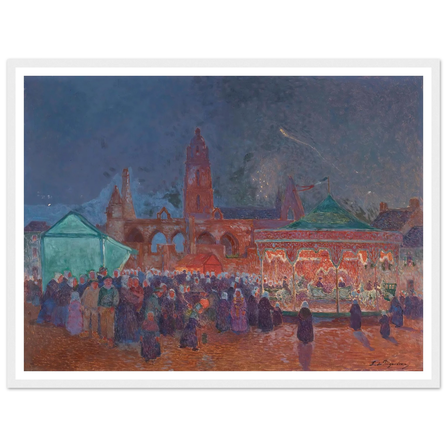 The Night Fair in Batz-Sur-Mer Art Print | Ferdinand du Puigaudeau - Framed Poster - 30x40 cm / 12x16″ - Black frame