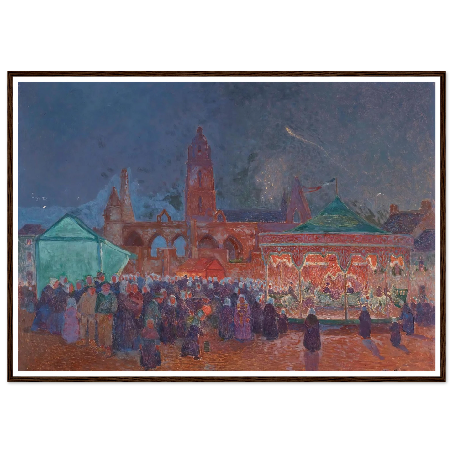 The Night Fair in Batz-Sur-Mer Art Print | Ferdinand du Puigaudeau - Framed Poster - 30x40 cm / 12x16″ - Black frame