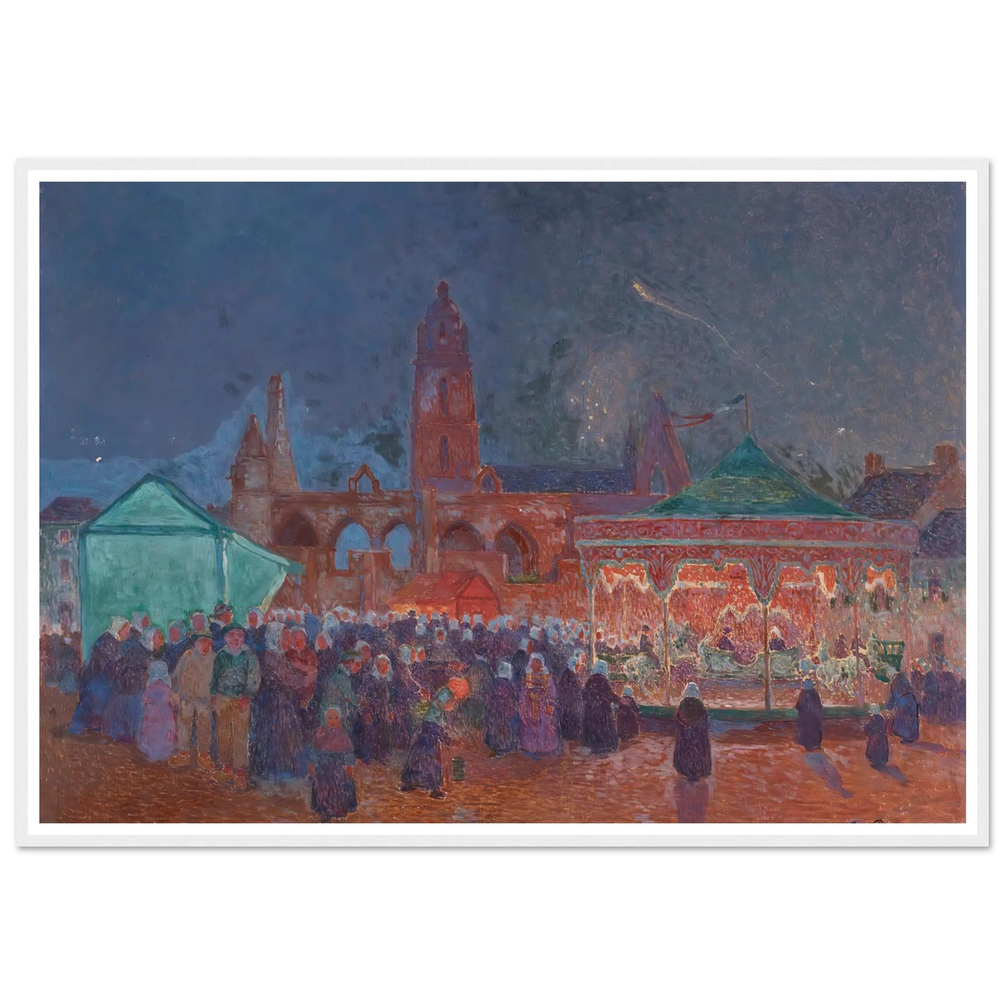 The Night Fair in Batz-Sur-Mer Art Print | Ferdinand du Puigaudeau - Framed Poster - 30x40 cm / 12x16″ - Black frame