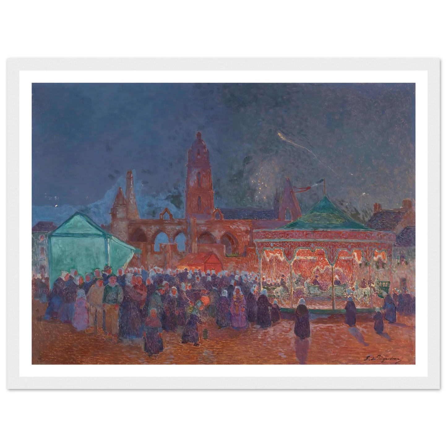The Night Fair in Batz-Sur-Mer Art Print | Ferdinand du Puigaudeau - Framed Poster - 30x40 cm / 12x16″ - Black frame