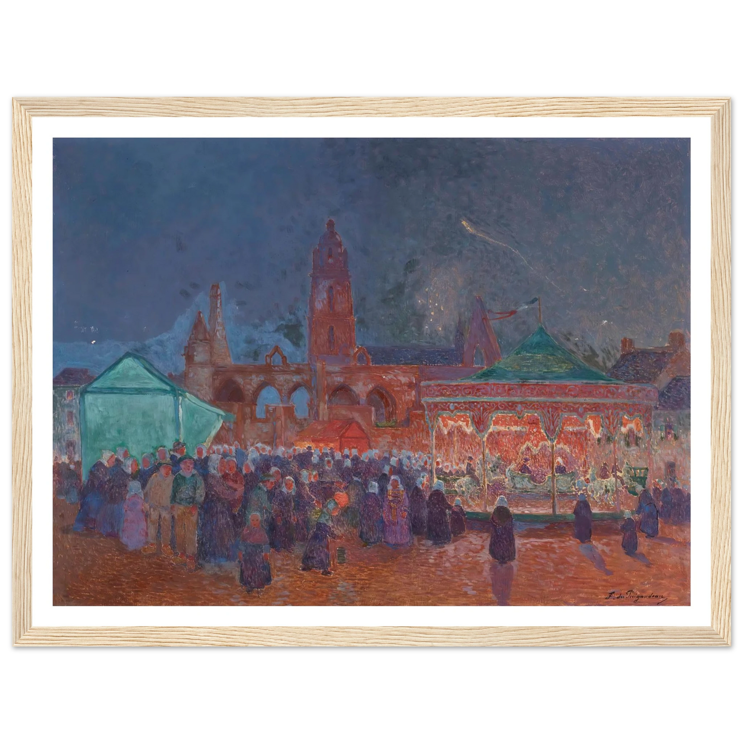The Night Fair in Batz-Sur-Mer Art Print | Ferdinand du Puigaudeau - Framed Poster - 30x40 cm / 12x16″ - Black frame
