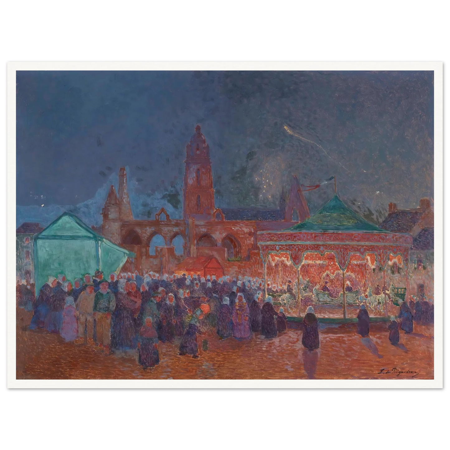 The Night Fair in Batz-Sur-Mer Art Print | Ferdinand du Puigaudeau - Framed Poster - 30x40 cm / 12x16″ - Black frame
