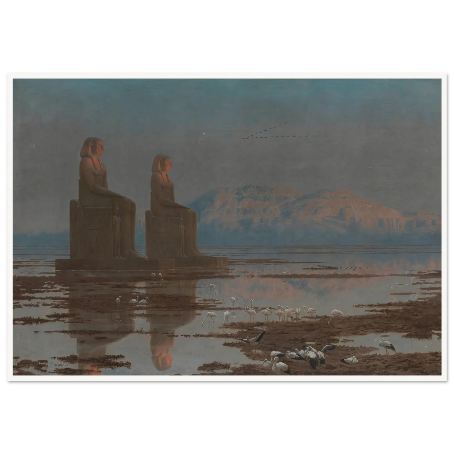 The Nile in flood, Thebes Art Print | Jean Leon Gerome - Framed Poster - 30x40 cm / 12x16″ - Black frame