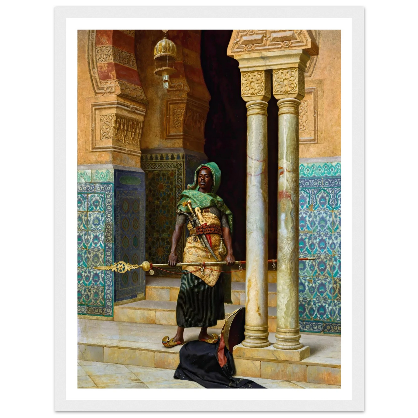 The Nubian Guard (1902) Art Print | Ludwig Deutsch - Framed Poster - 30x40 cm / 12x16″ - Black frame