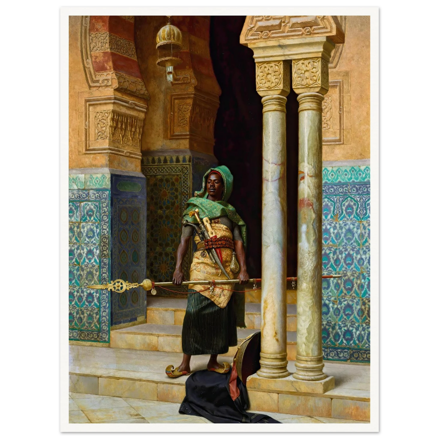 The Nubian Guard (1902) Art Print | Ludwig Deutsch - Framed Poster - 30x40 cm / 12x16″ - Black frame