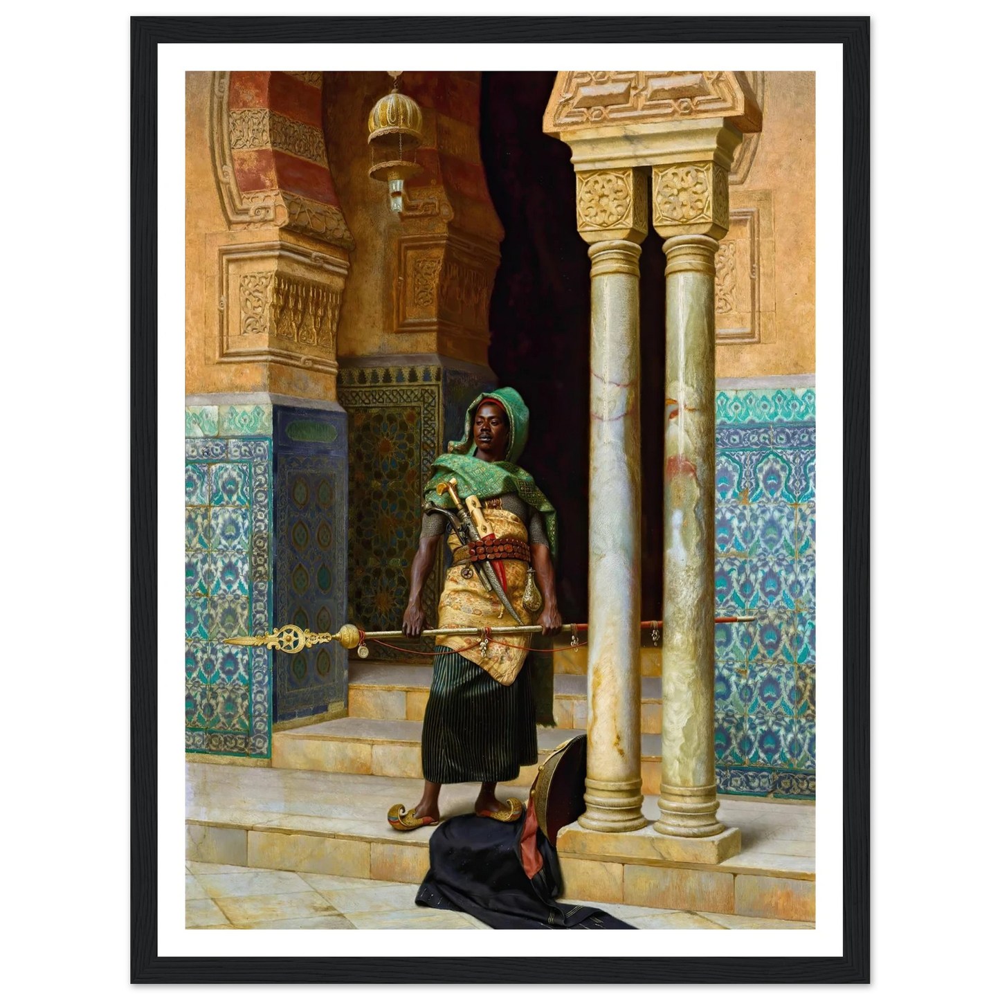 The Nubian Guard (1902) Art Print | Ludwig Deutsch - Framed Poster - 30x40 cm / 12x16″ - Black frame