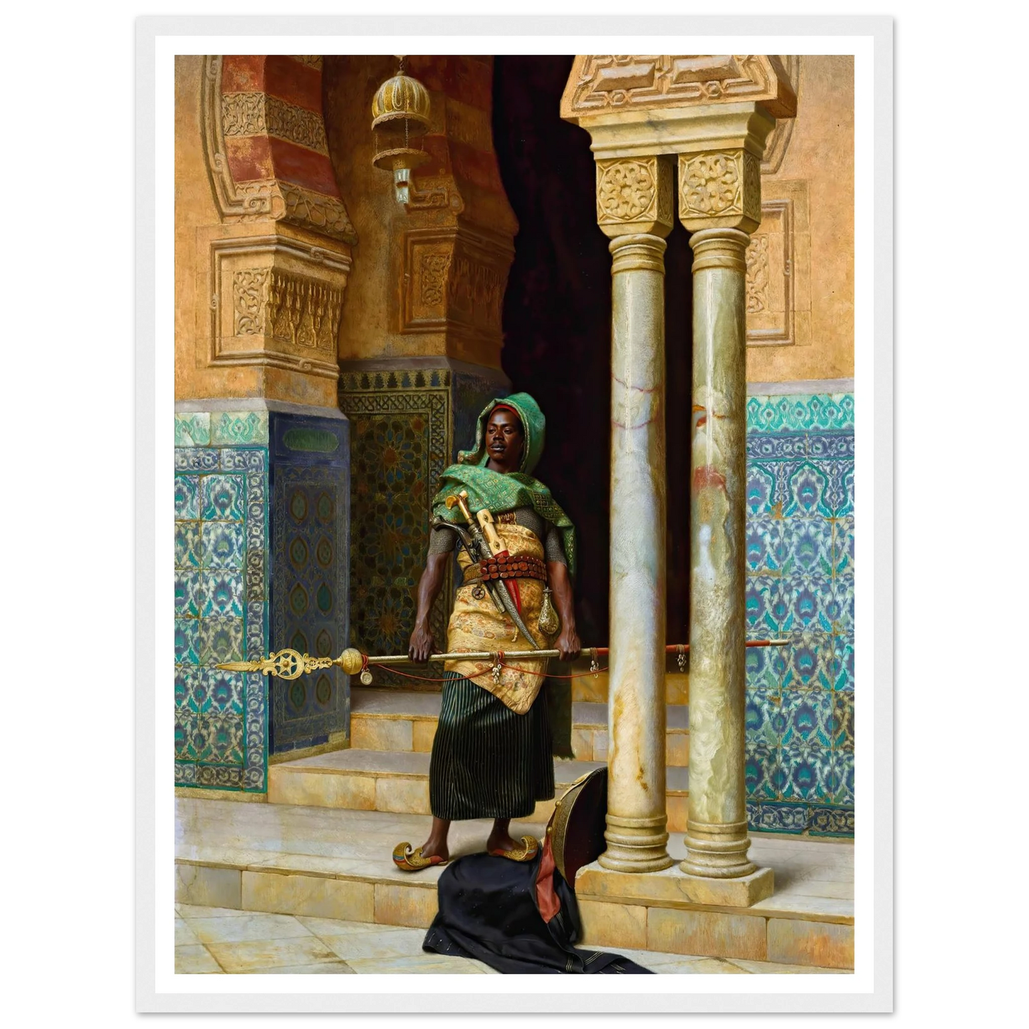 The Nubian Guard (1902) Art Print | Ludwig Deutsch - Framed Poster - 30x40 cm / 12x16″ - Black frame