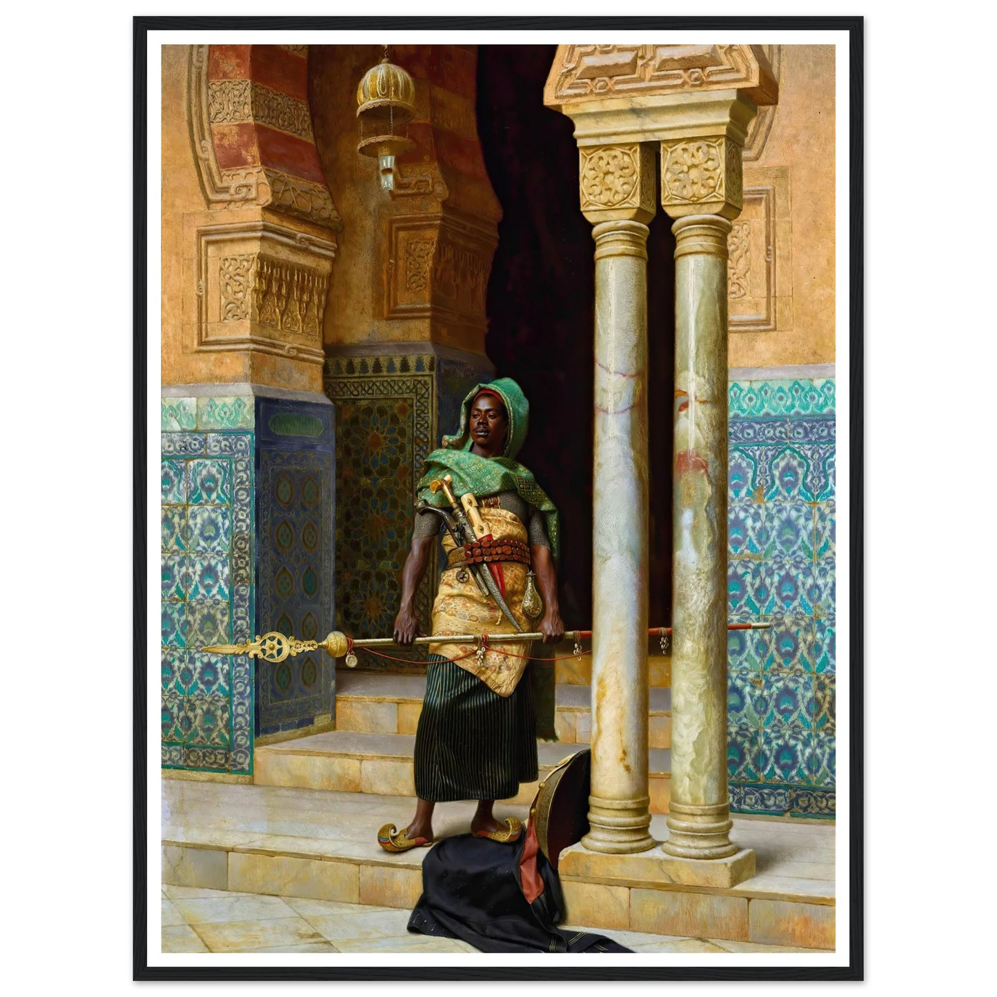 The Nubian Guard (1902) Art Print | Ludwig Deutsch - Framed Poster - 30x40 cm / 12x16″ - Black frame