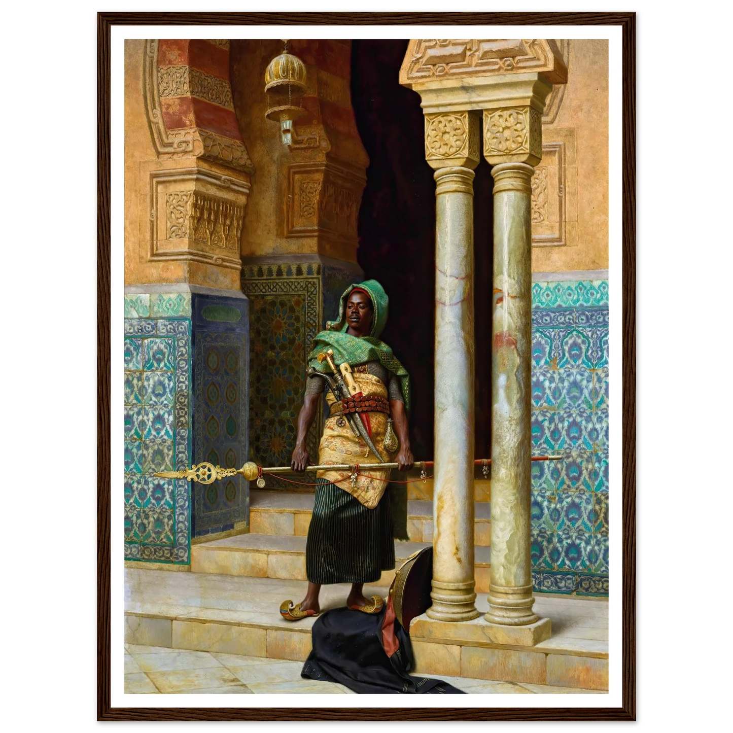 The Nubian Guard (1902) Art Print | Ludwig Deutsch - Framed Poster - 30x40 cm / 12x16″ - Black frame