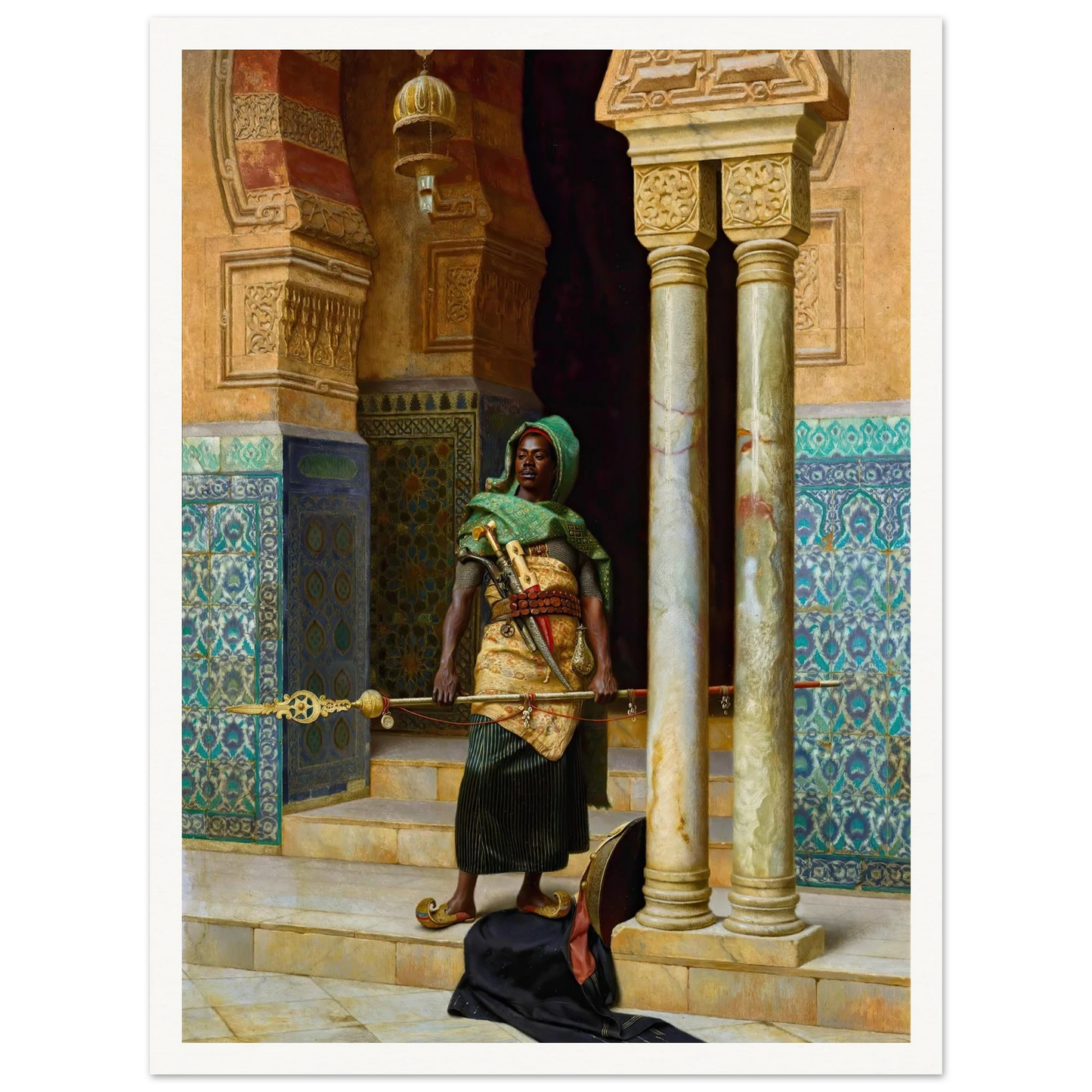 The Nubian Guard (1902) Art Print | Ludwig Deutsch - Framed Poster - 30x40 cm / 12x16″ - Black frame