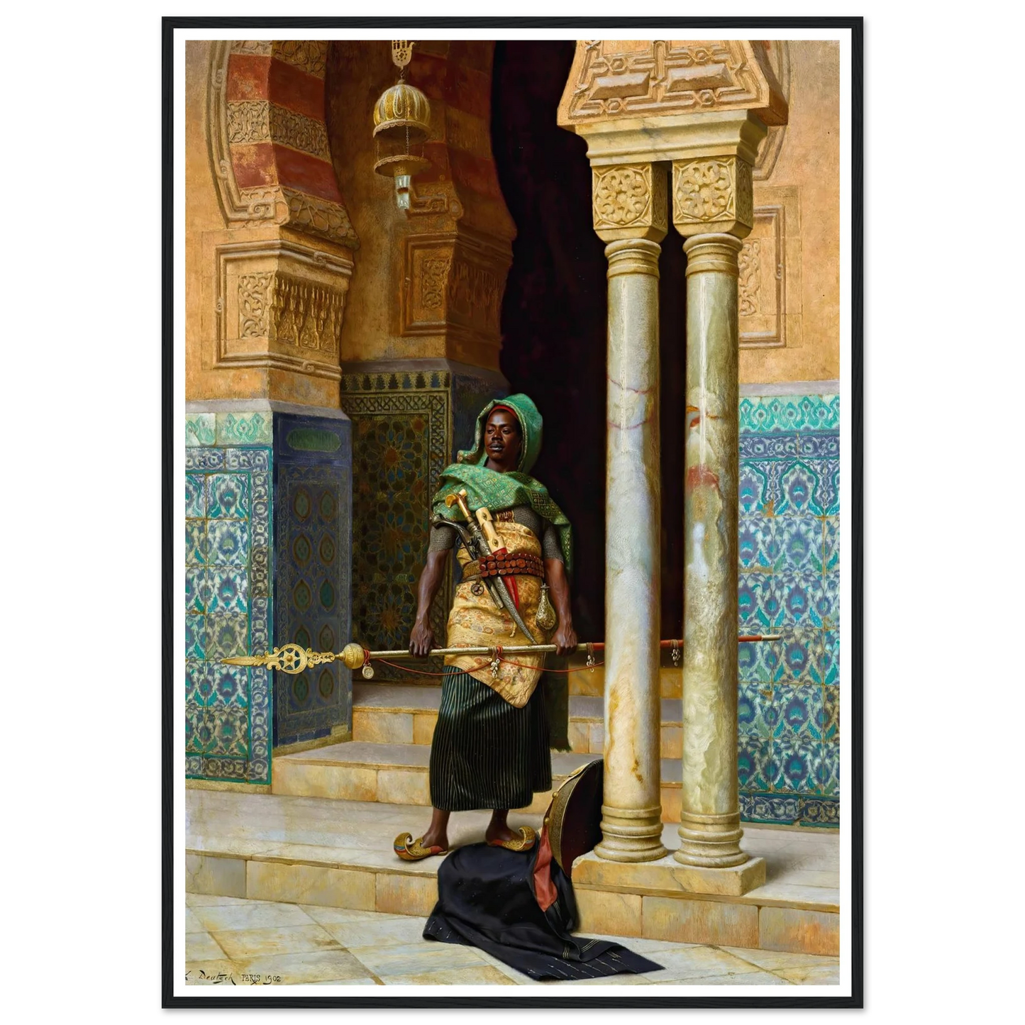 The Nubian Guard (1902) Art Print | Ludwig Deutsch - Framed Poster - 30x40 cm / 12x16″ - Black frame
