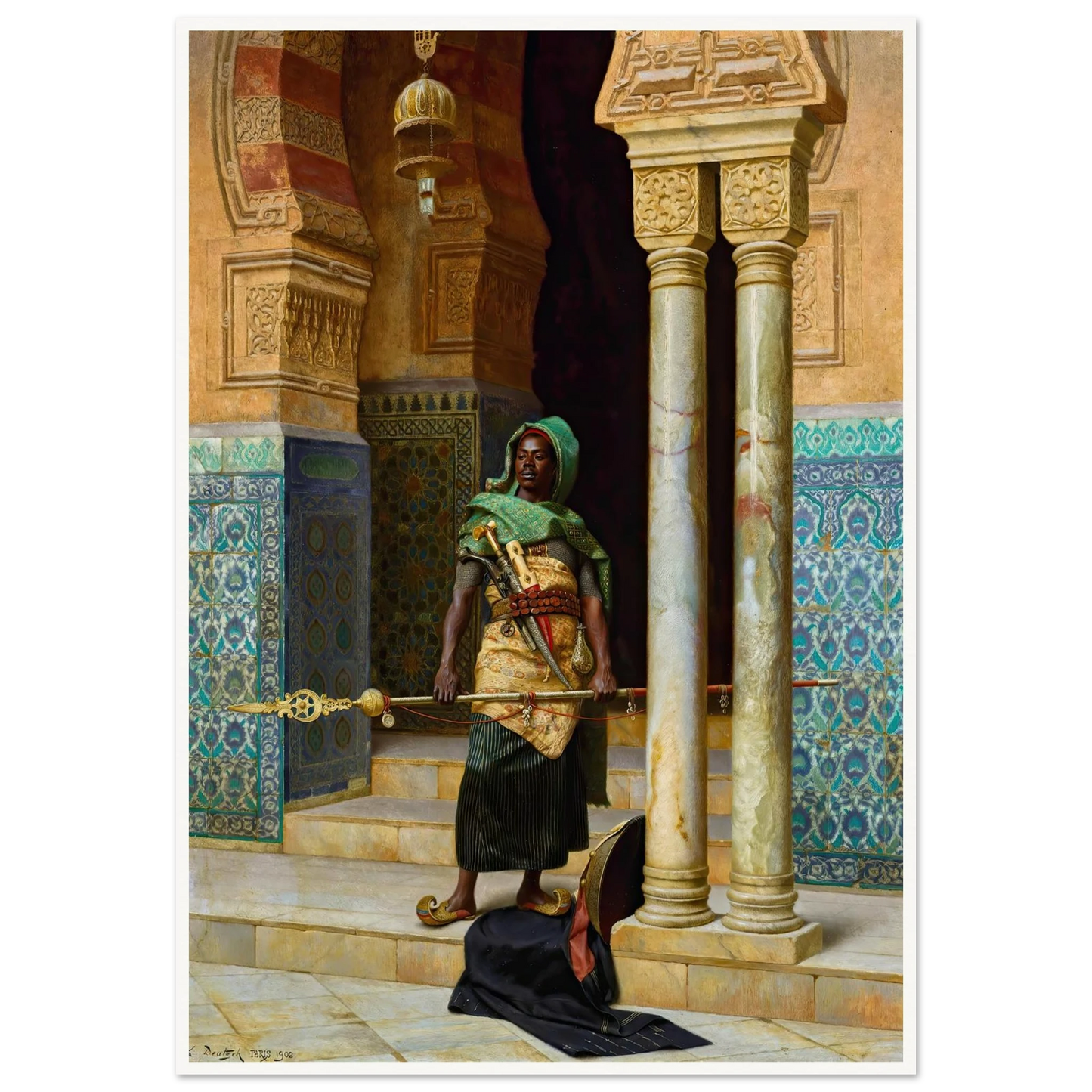 The Nubian Guard (1902) Art Print | Ludwig Deutsch - Framed Poster - 30x40 cm / 12x16″ - Black frame