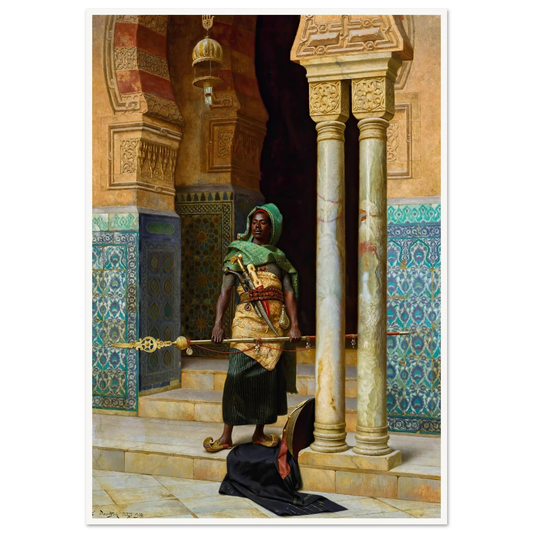 The Nubian Guard (1902) Art Print | Ludwig Deutsch - Framed Poster - 30x40 cm / 12x16″ - Black frame