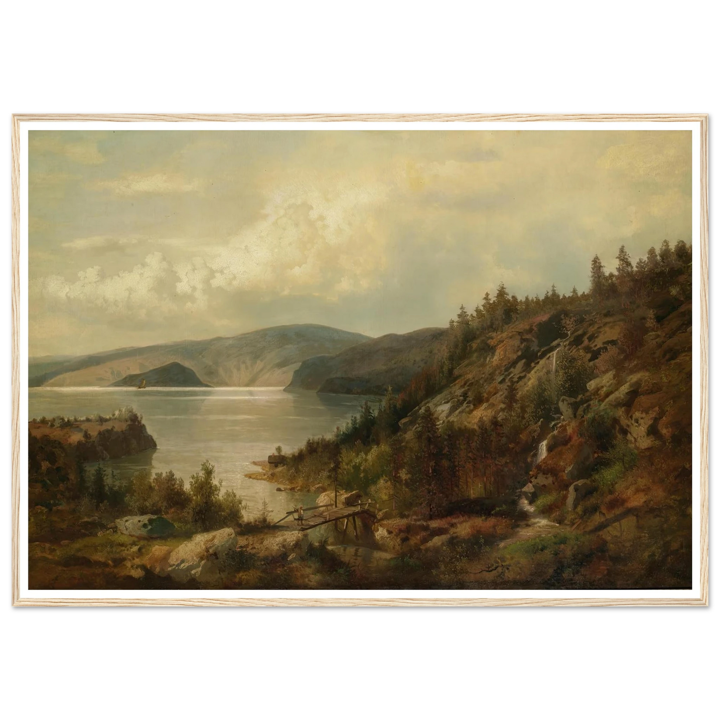 The Old Bridge Art Print | Hermann Ottomar Herzog - Framed Poster - 30x40 cm / 12x16″ - Black frame