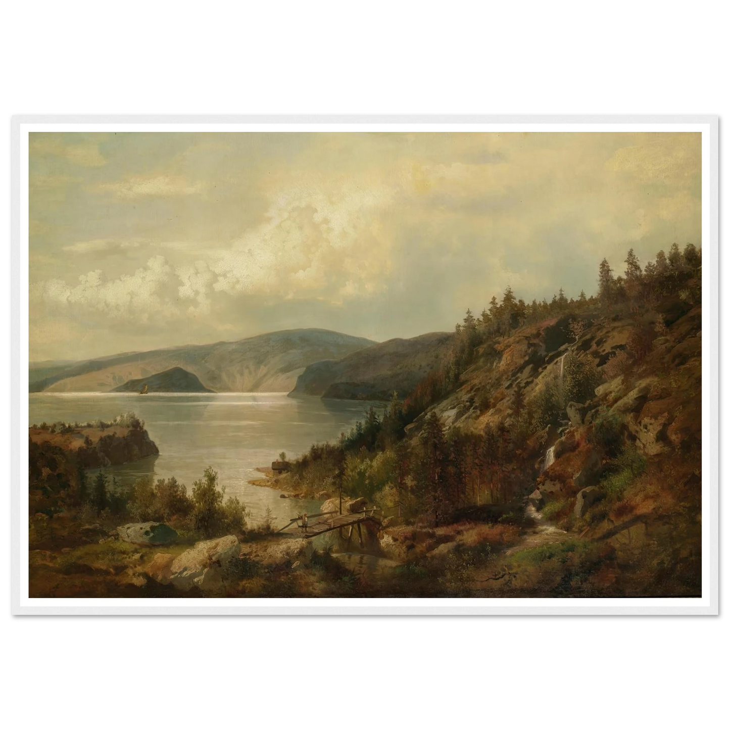 The Old Bridge Art Print | Hermann Ottomar Herzog - Framed Poster - 30x40 cm / 12x16″ - Black frame