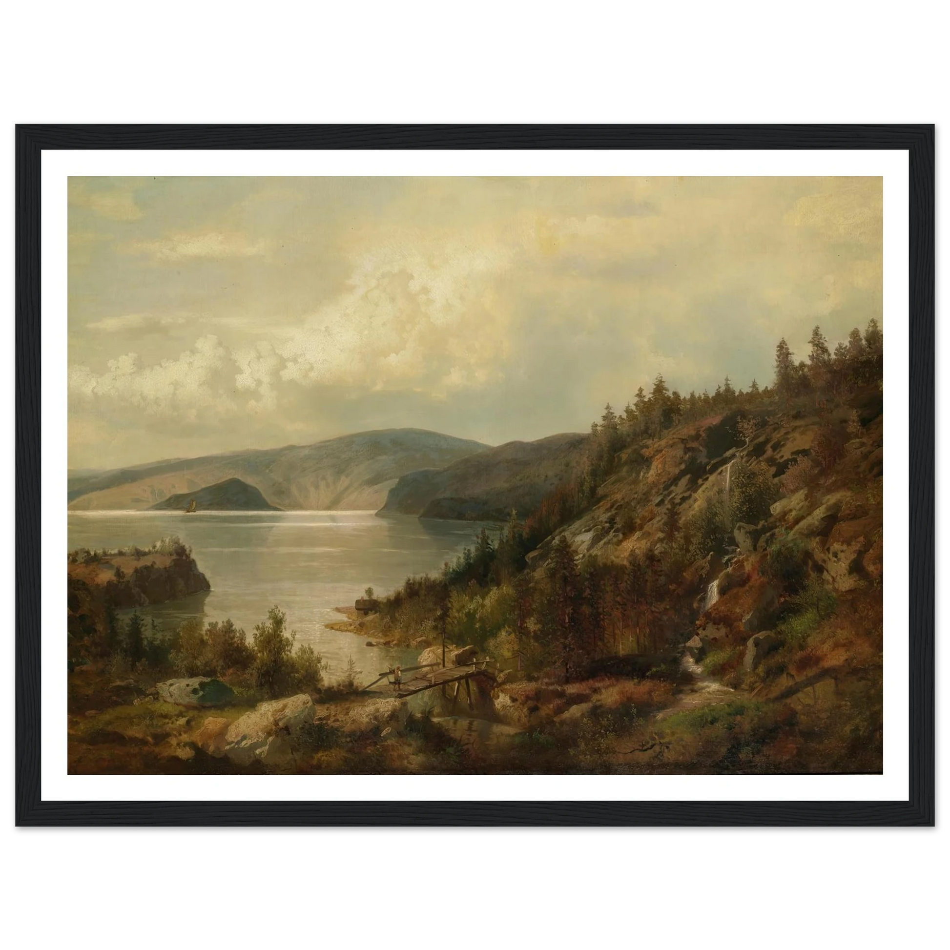 The Old Bridge Art Print | Hermann Ottomar Herzog - Framed Poster - 30x40 cm / 12x16″ - Black frame
