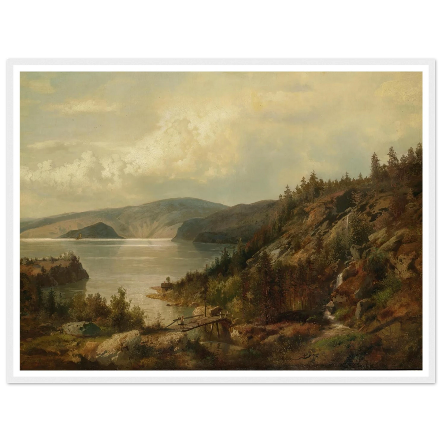 The Old Bridge Art Print | Hermann Ottomar Herzog - Framed Poster - 30x40 cm / 12x16″ - Black frame