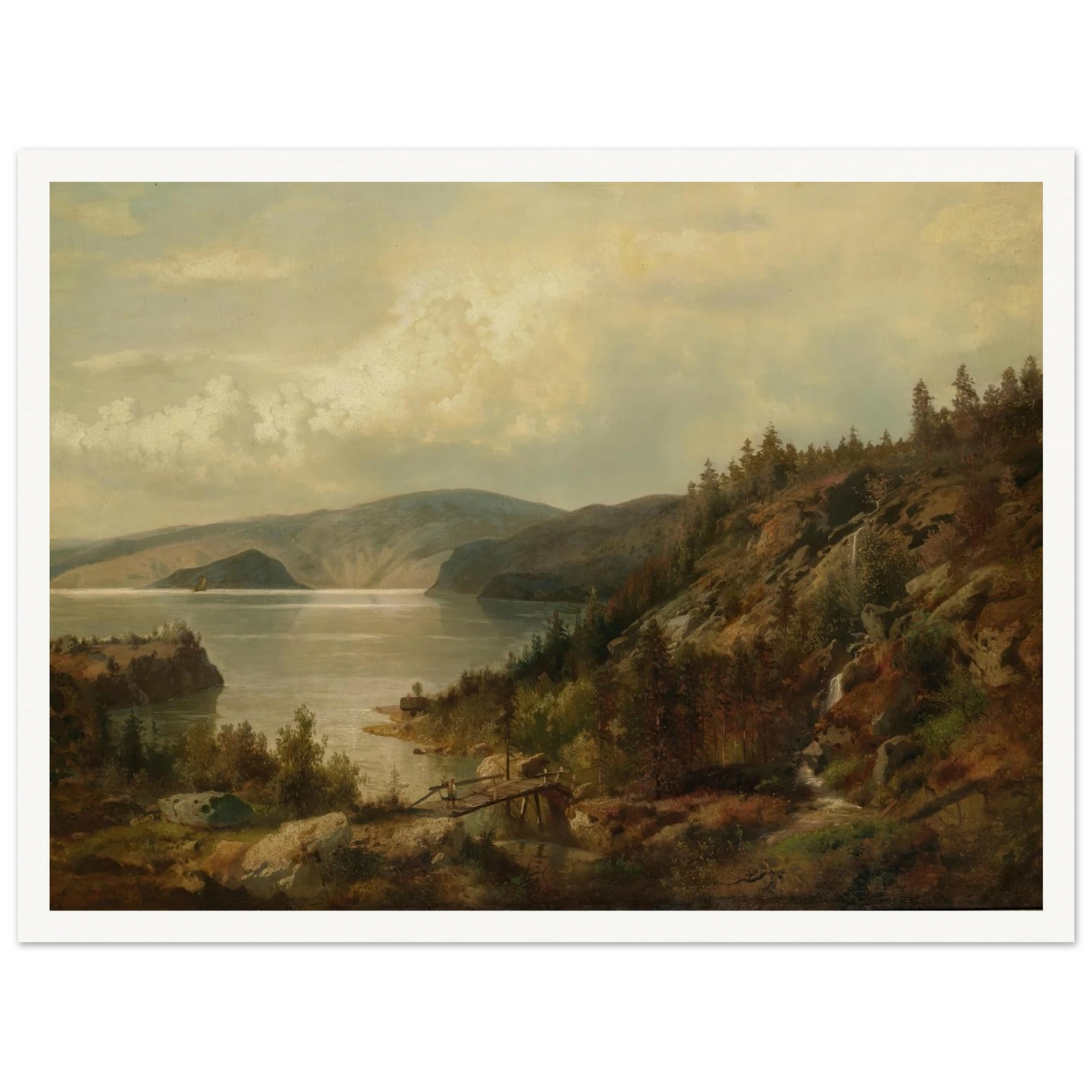 The Old Bridge Art Print | Hermann Ottomar Herzog - Framed Poster - 30x40 cm / 12x16″ - Black frame