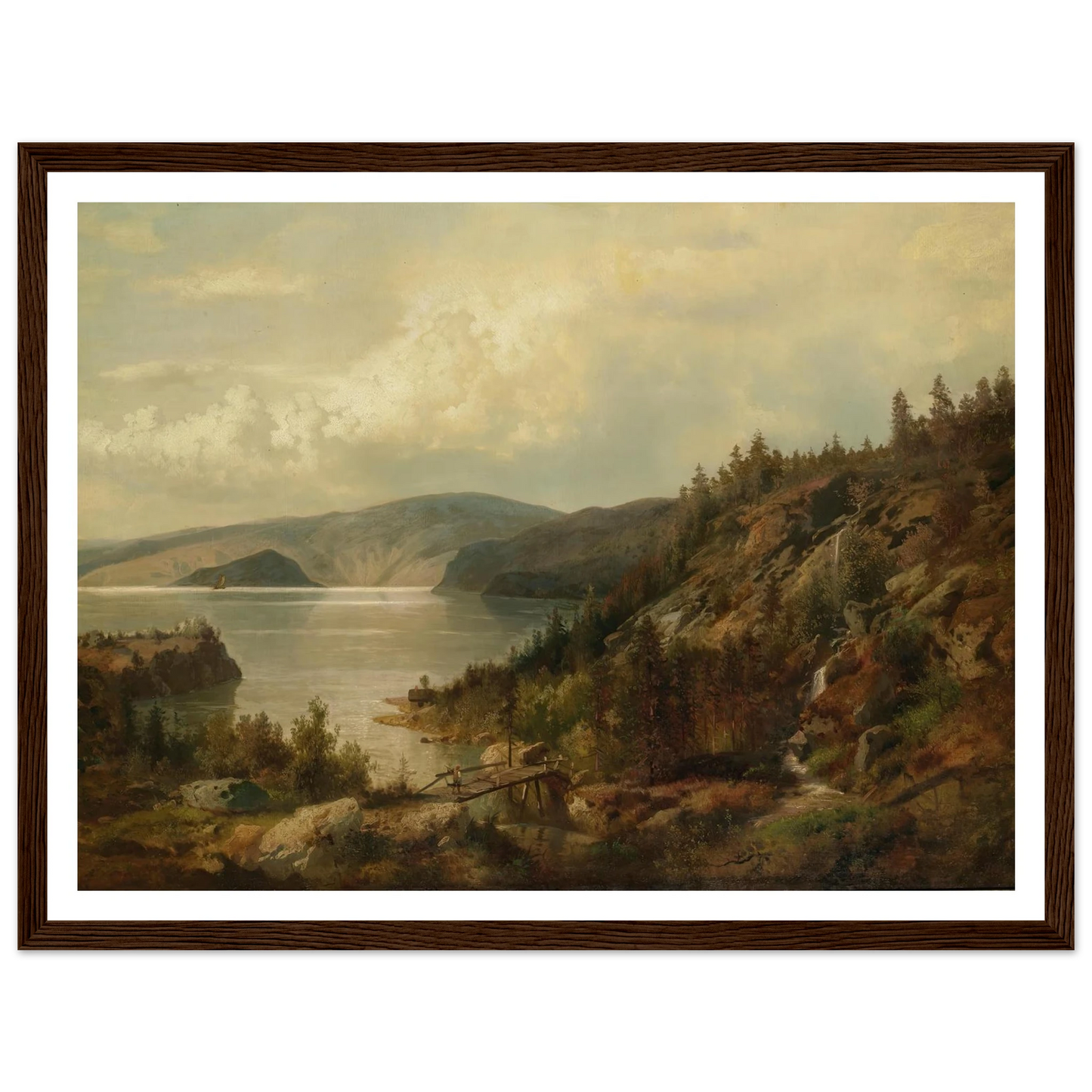 The Old Bridge Art Print | Hermann Ottomar Herzog - Framed Poster - 30x40 cm / 12x16″ - Black frame