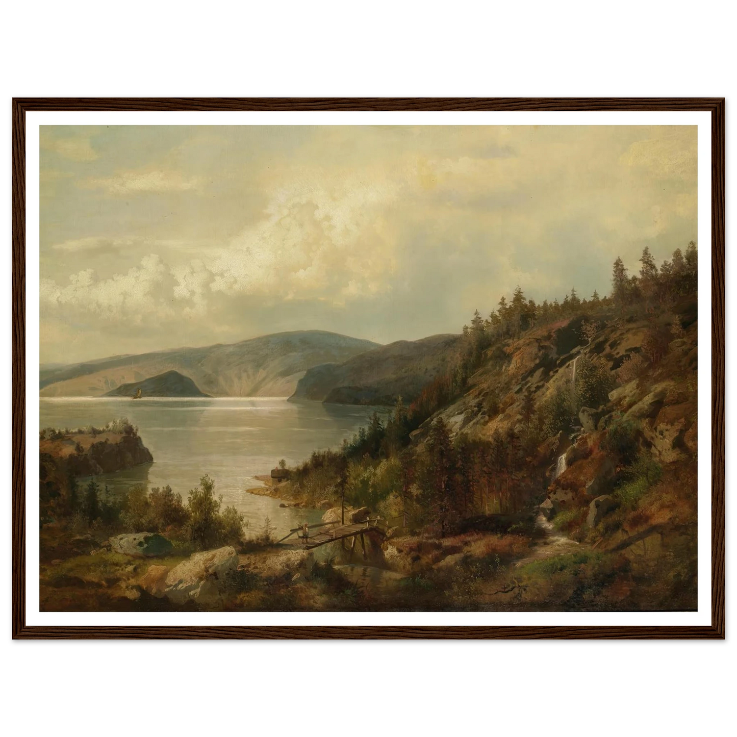 The Old Bridge Art Print | Hermann Ottomar Herzog - Framed Poster - 30x40 cm / 12x16″ - Black frame