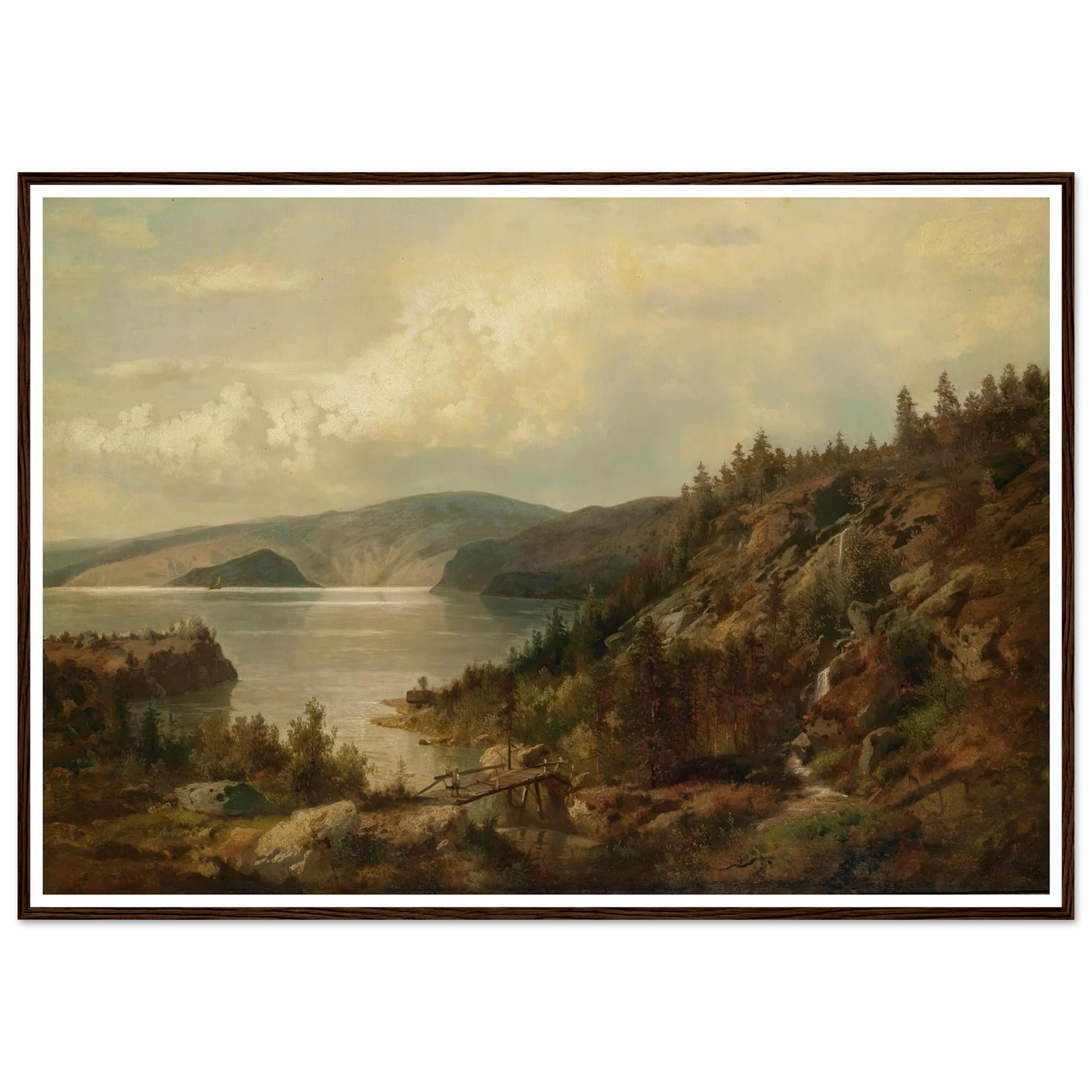 The Old Bridge Art Print | Hermann Ottomar Herzog - Framed Poster - 30x40 cm / 12x16″ - Black frame