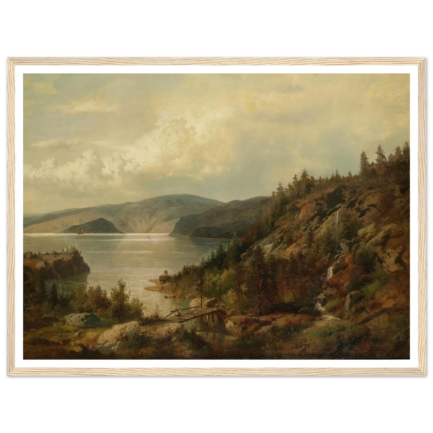 The Old Bridge Art Print | Hermann Ottomar Herzog - Framed Poster - 30x40 cm / 12x16″ - Black frame