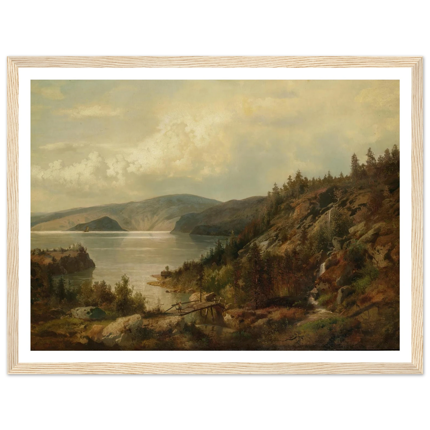 The Old Bridge Art Print | Hermann Ottomar Herzog - Framed Poster - 30x40 cm / 12x16″ - Black frame