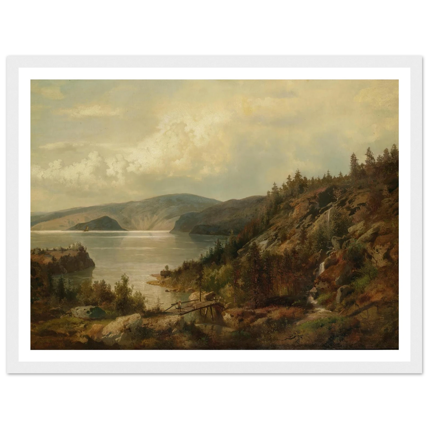 The Old Bridge Art Print | Hermann Ottomar Herzog - Framed Poster - 30x40 cm / 12x16″ - Black frame