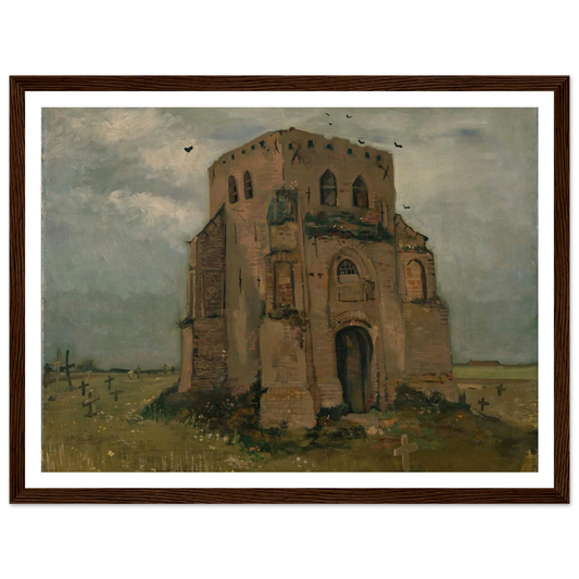 The old church tower at Nuenen (`The peasants’ churchyard’) (1885) Art Print | Vincent van Gogh - Framed Poster - 30x40 cm / 12x16″ - Black frame