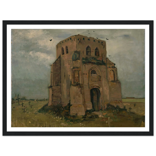 The old church tower at Nuenen (`The peasants’ churchyard’) (1885) Art Print | Vincent van Gogh - Framed Poster - 30x40 cm / 12x16″ - Black frame