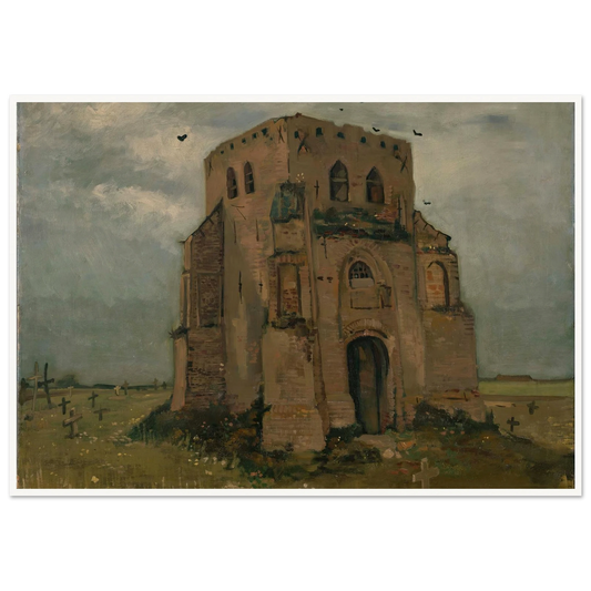 The old church tower at Nuenen (`The peasants’ churchyard’) (1885) Art Print | Vincent van Gogh - Framed Poster - 30x40 cm / 12x16″ - Black frame