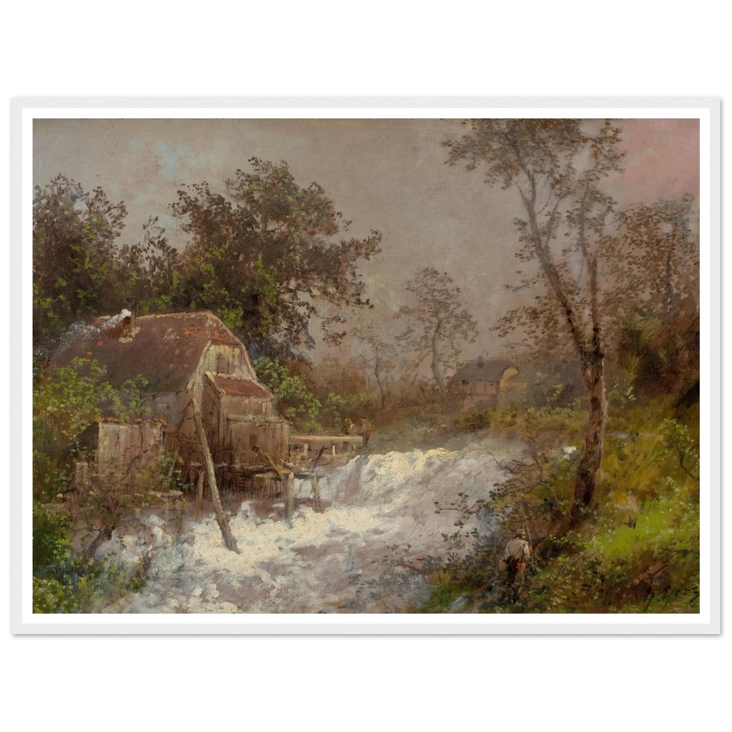 The Old Mill Art Print | Hermann Ottomar Herzog - Framed Poster - 30x40 cm / 12x16″ - Black frame