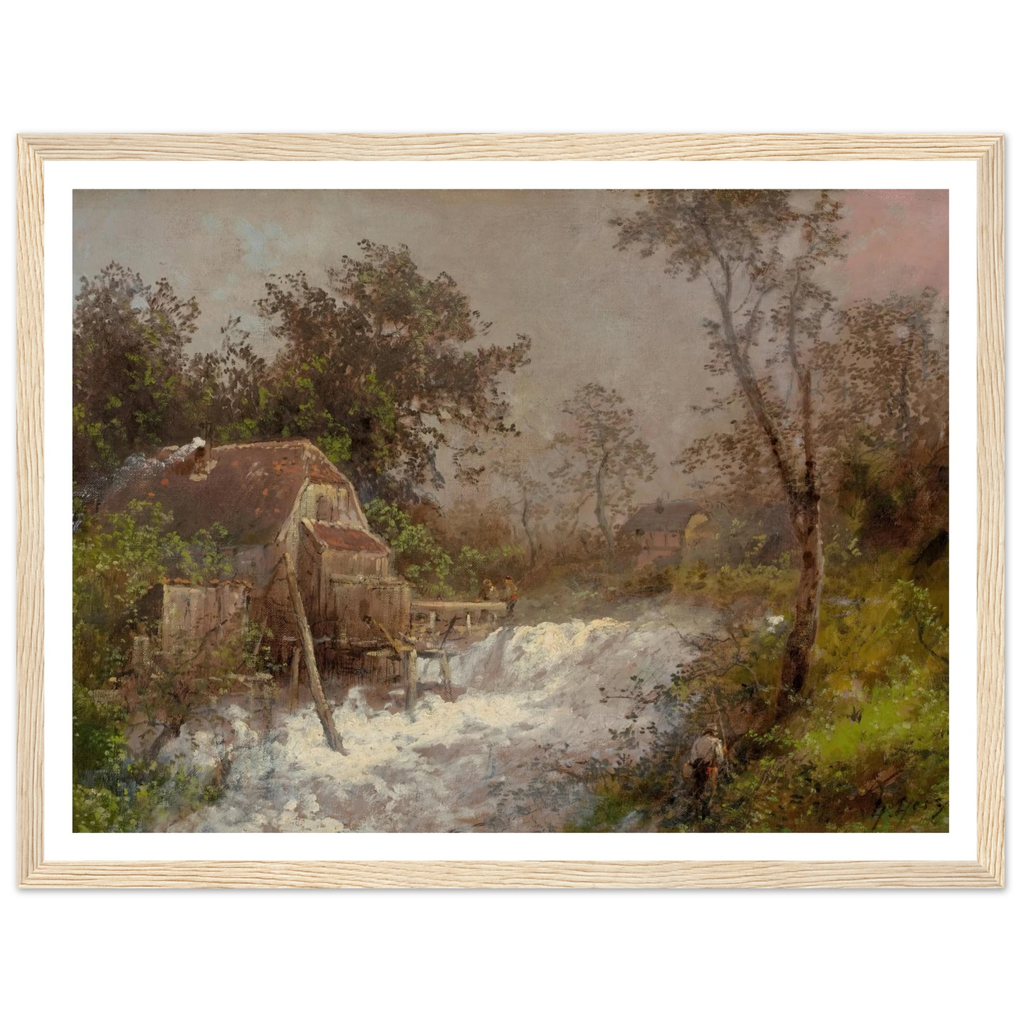 The Old Mill Art Print | Hermann Ottomar Herzog - Framed Poster - 30x40 cm / 12x16″ - Black frame