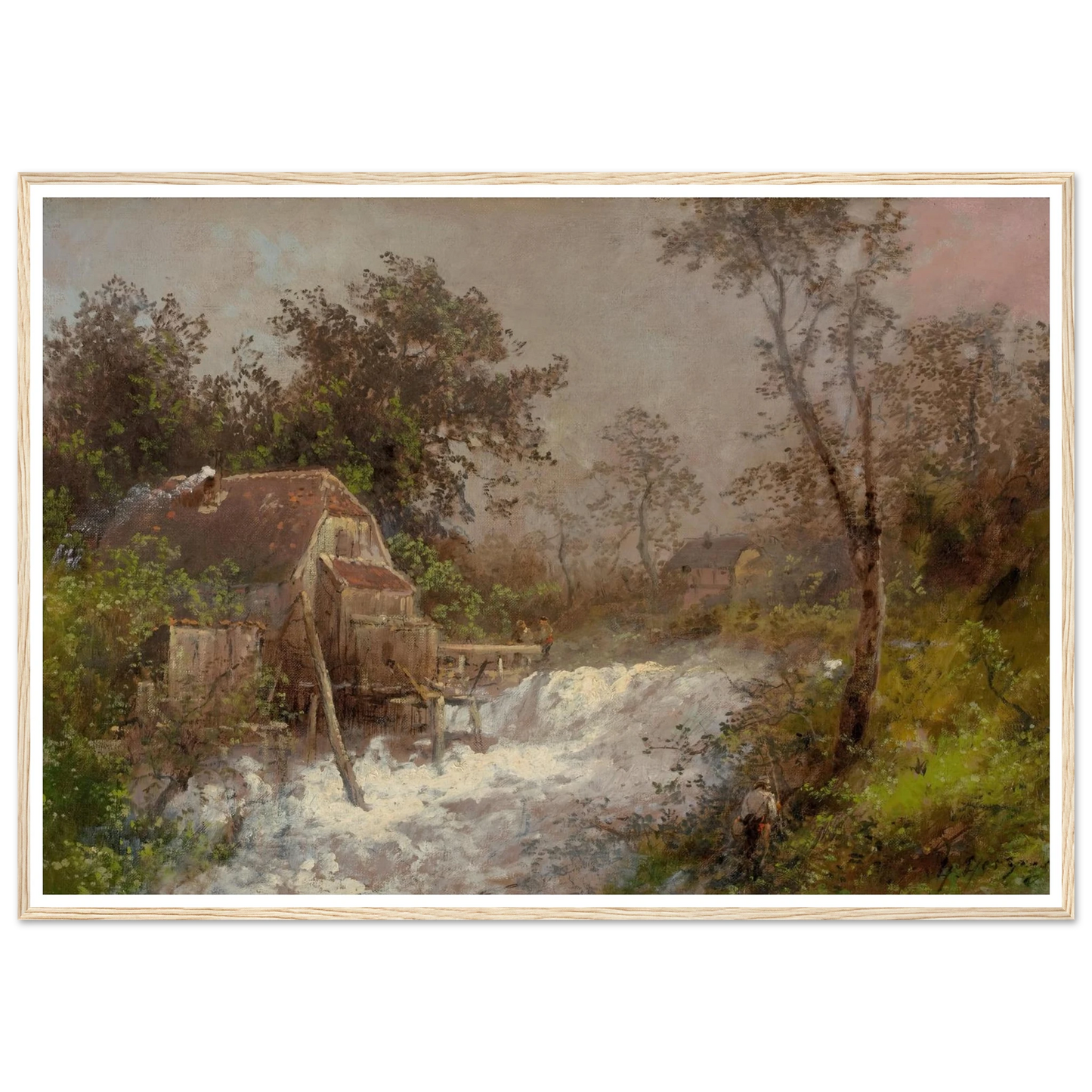 The Old Mill Art Print | Hermann Ottomar Herzog - Framed Poster - 30x40 cm / 12x16″ - Black frame