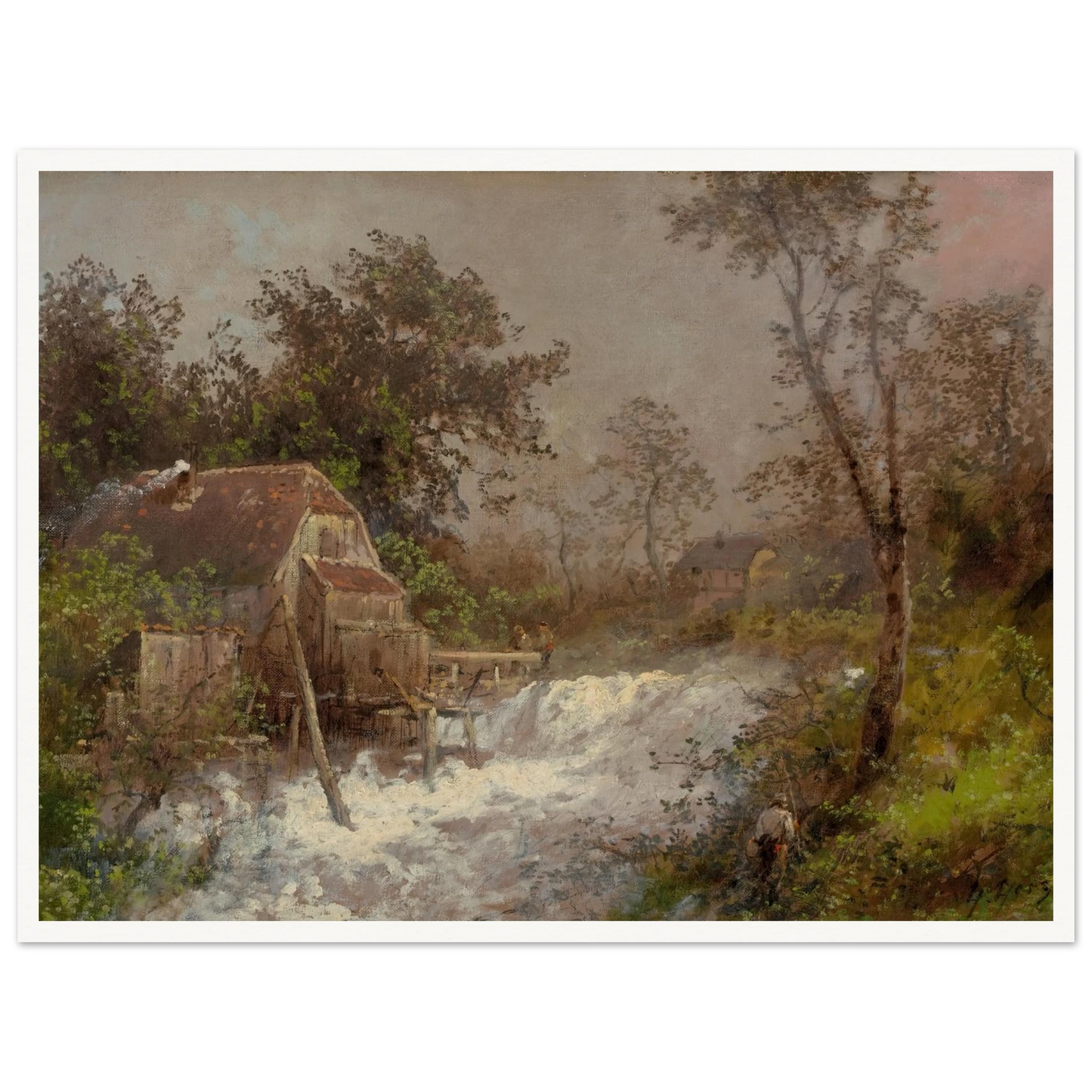 The Old Mill Art Print | Hermann Ottomar Herzog - Framed Poster - 30x40 cm / 12x16″ - Black frame