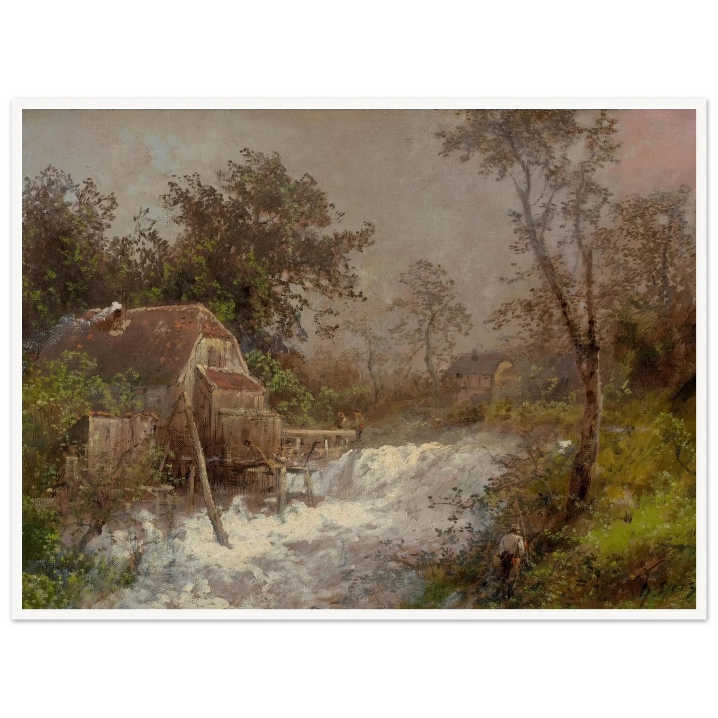 The Old Mill Art Print | Hermann Ottomar Herzog - Framed Poster - 30x40 cm / 12x16″ - Black frame