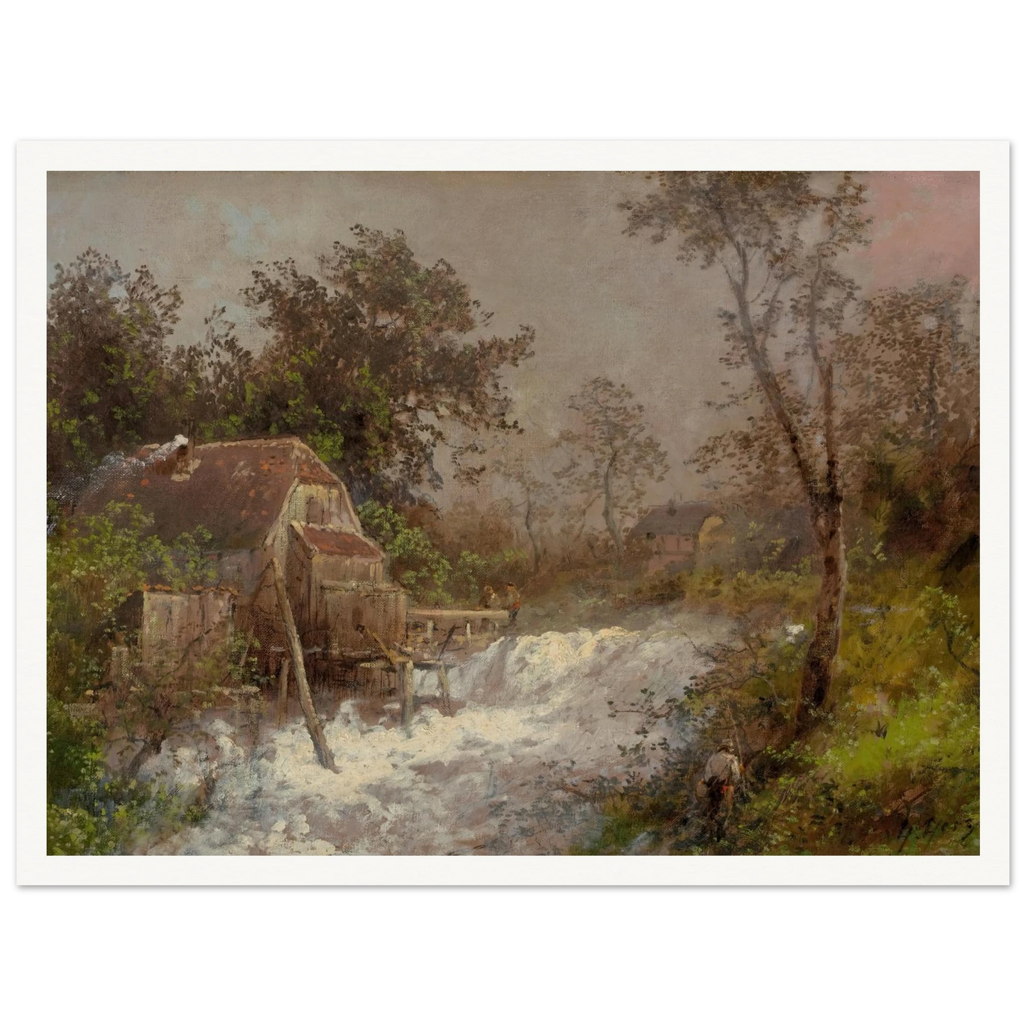 The Old Mill Art Print | Hermann Ottomar Herzog - Framed Poster - 30x40 cm / 12x16″ - Black frame