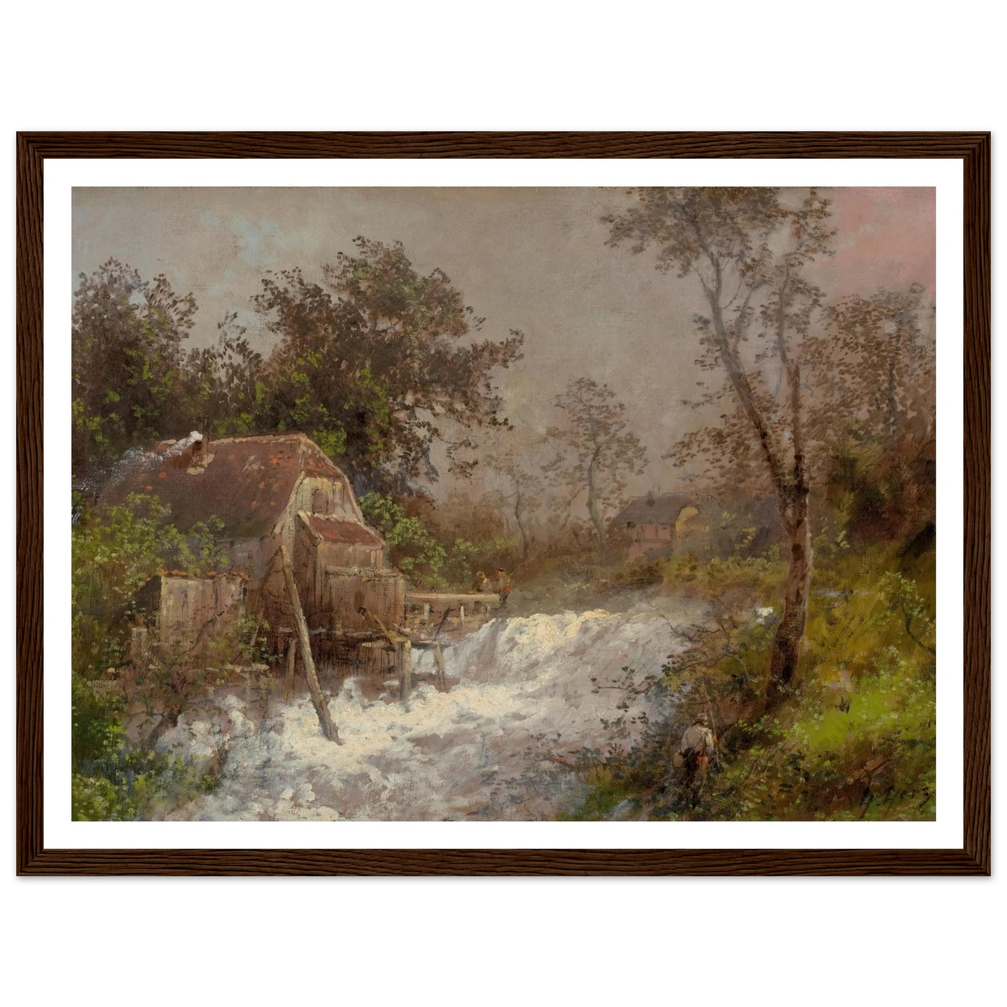 The Old Mill Art Print | Hermann Ottomar Herzog - Framed Poster - 30x40 cm / 12x16″ - Black frame