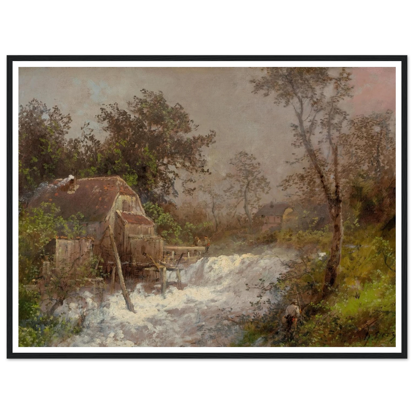 The Old Mill Art Print | Hermann Ottomar Herzog - Framed Poster - 30x40 cm / 12x16″ - Black frame