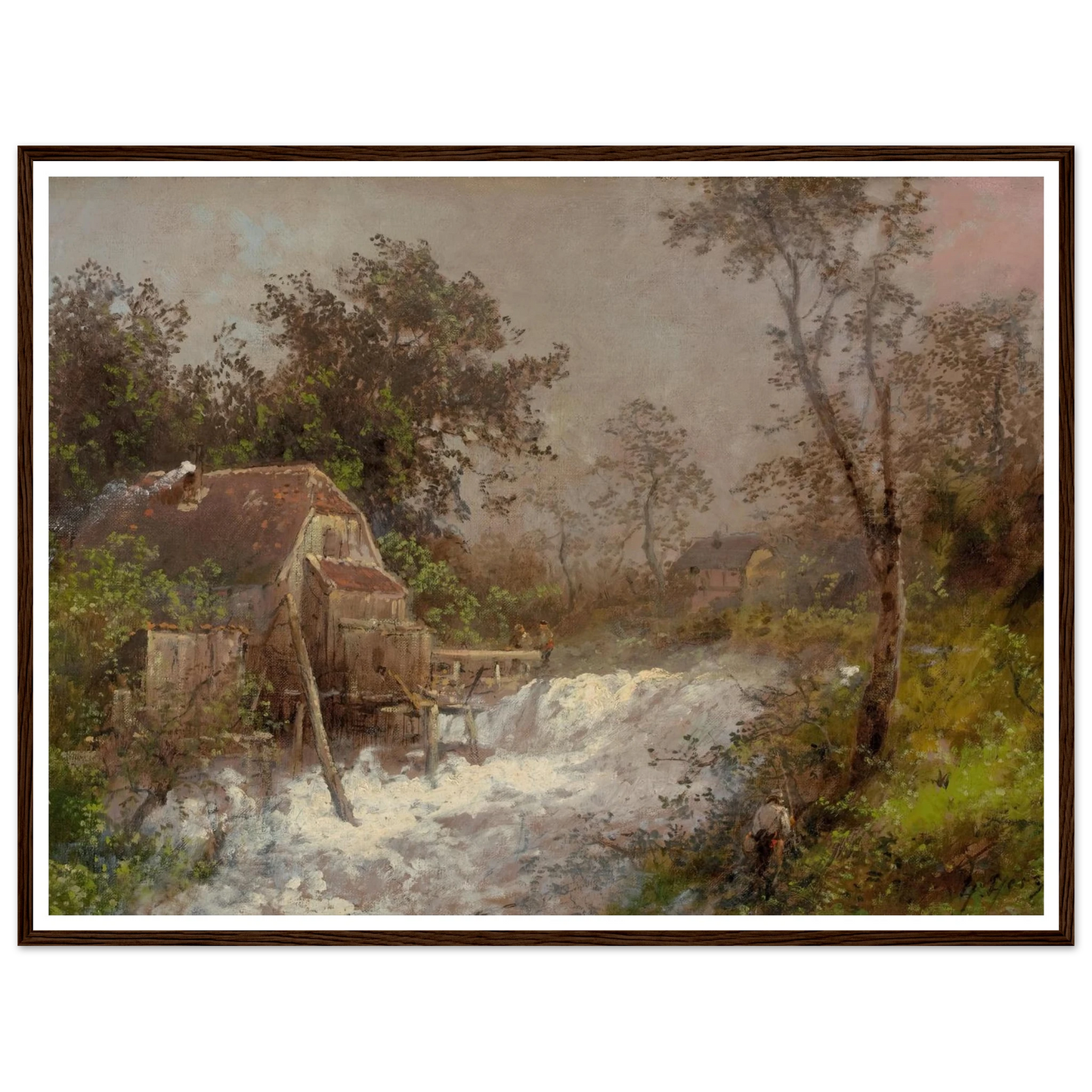 The Old Mill Art Print | Hermann Ottomar Herzog - Framed Poster - 30x40 cm / 12x16″ - Black frame