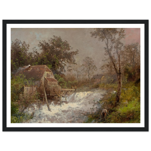 The Old Mill Art Print | Hermann Ottomar Herzog - Framed Poster - 30x40 cm / 12x16″ - Black frame