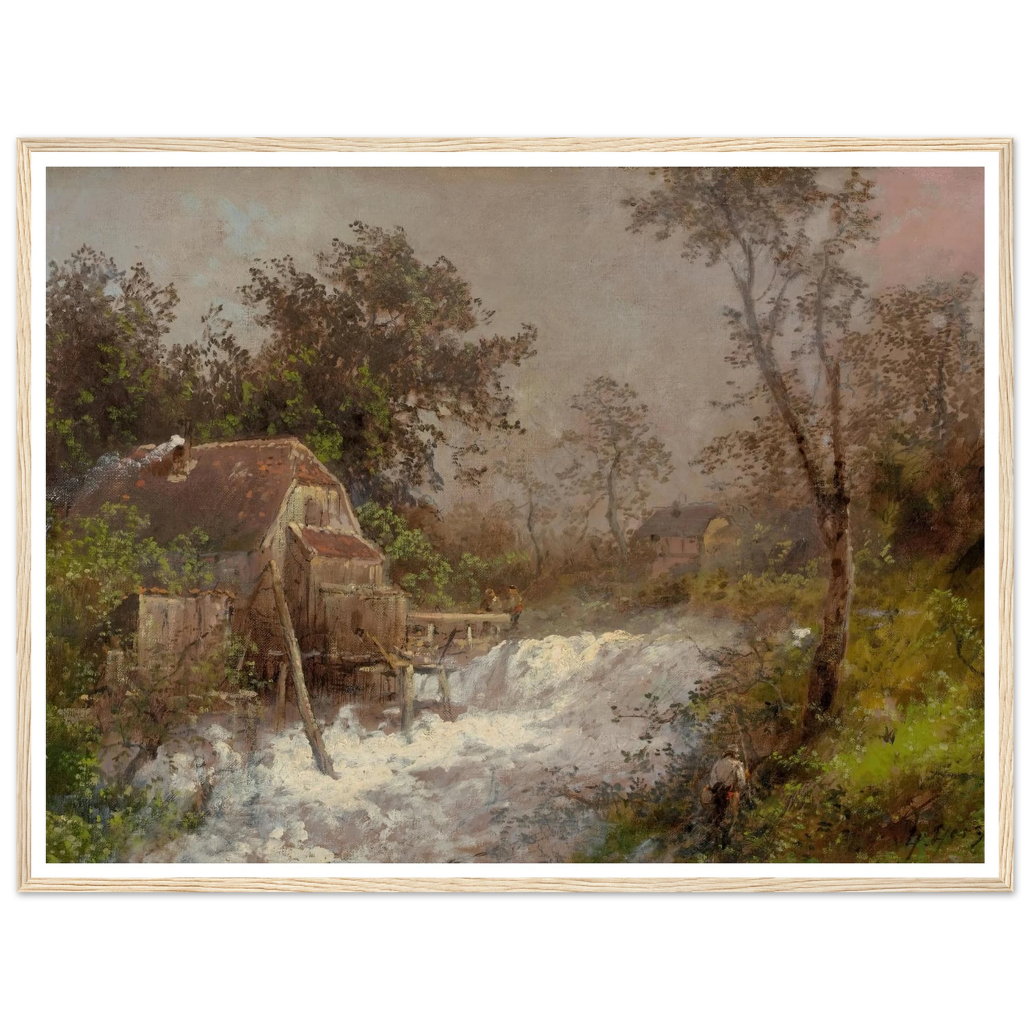 The Old Mill Art Print | Hermann Ottomar Herzog - Framed Poster - 30x40 cm / 12x16″ - Black frame