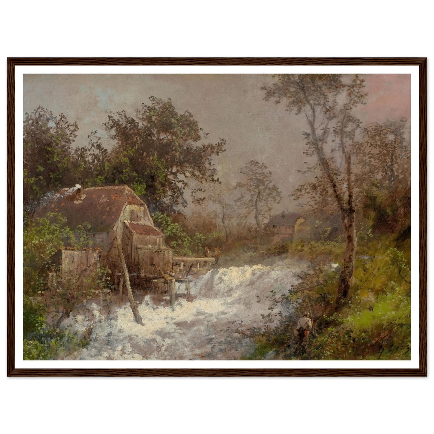 The Old Mill Art Print | Hermann Ottomar Herzog - Framed Poster - 30x40 cm / 12x16″ - Black frame