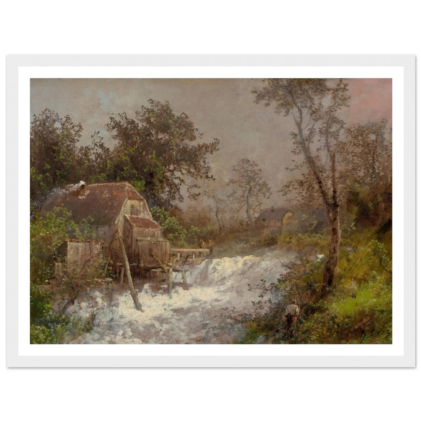 The Old Mill Art Print | Hermann Ottomar Herzog - Framed Poster - 30x40 cm / 12x16″ - Black frame