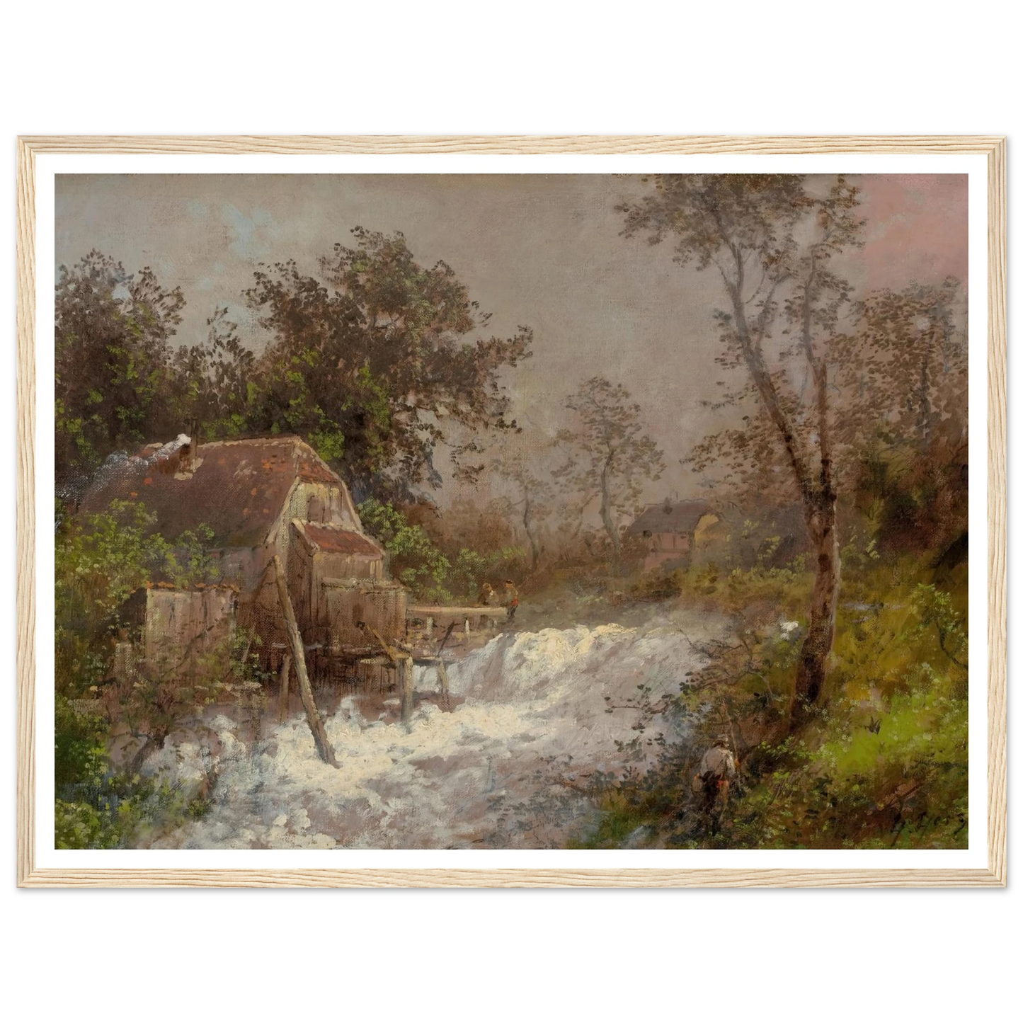 The Old Mill Art Print | Hermann Ottomar Herzog - Framed Poster - 30x40 cm / 12x16″ - Black frame