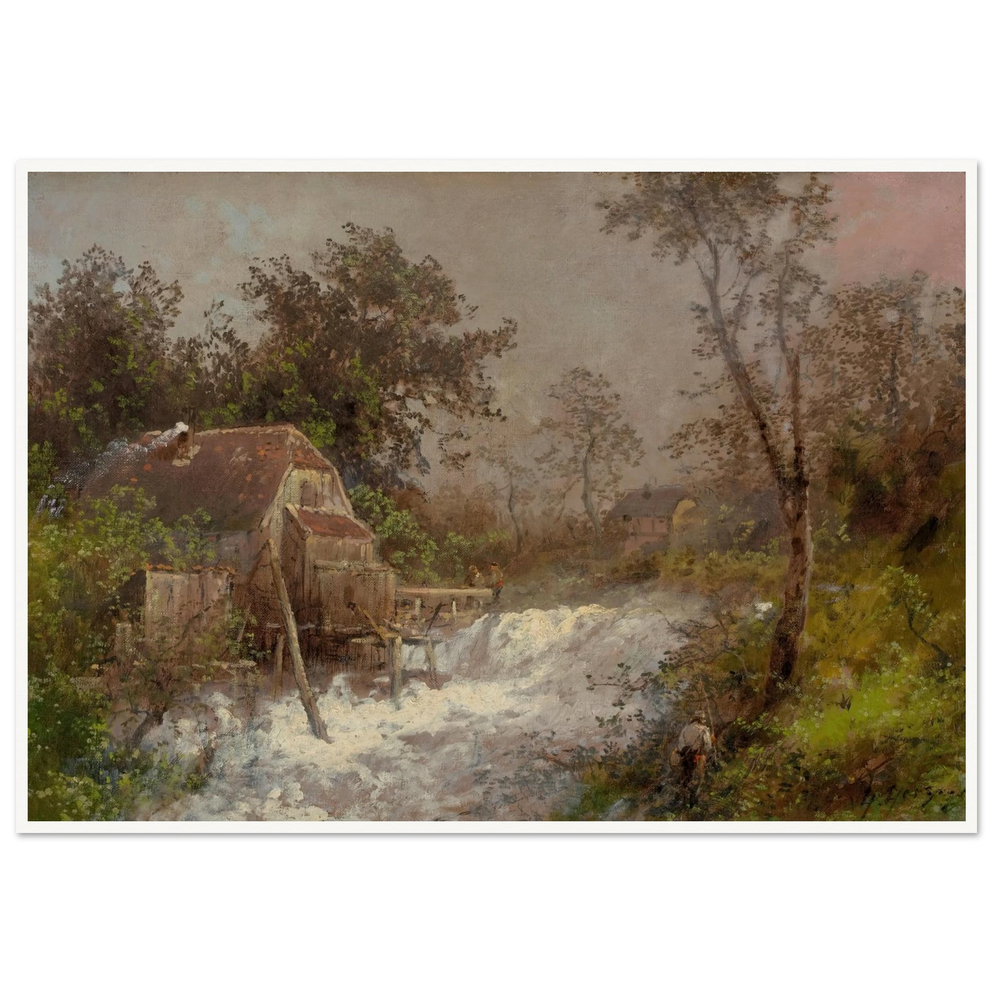The Old Mill Art Print | Hermann Ottomar Herzog - Framed Poster - 30x40 cm / 12x16″ - Black frame