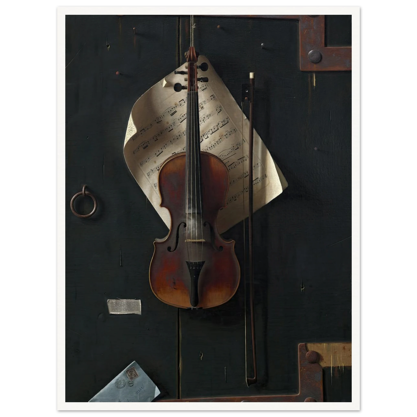 The Old Violin (1886) Art Print | William Michael Harnett - Framed Poster - 30x40 cm / 12x16″ - Black frame