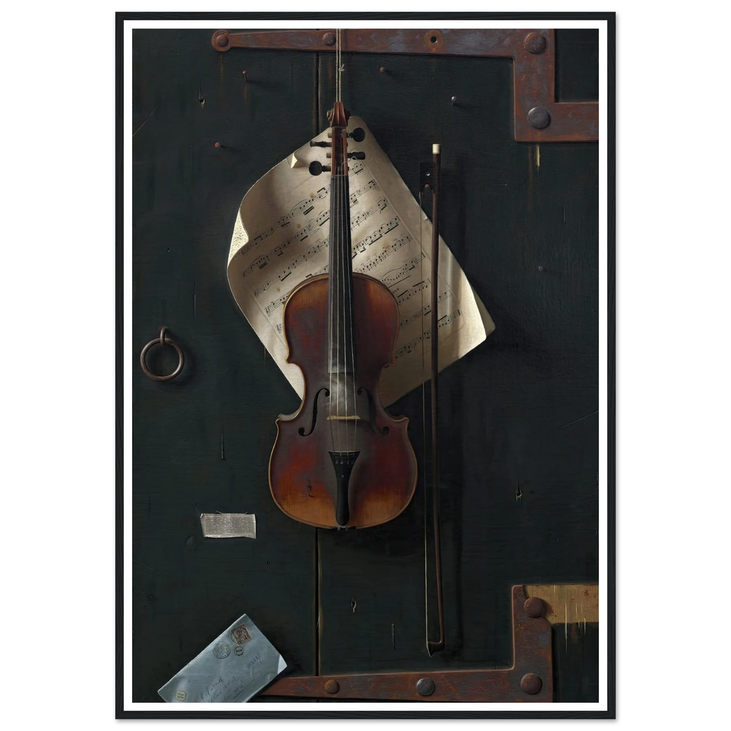 The Old Violin (1886) Art Print | William Michael Harnett - Framed Poster - 30x40 cm / 12x16″ - Black frame