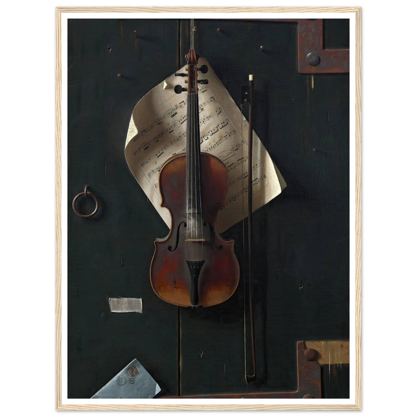The Old Violin (1886) Art Print | William Michael Harnett - Framed Poster - 30x40 cm / 12x16″ - Black frame