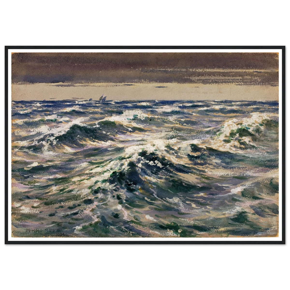 The Open Sea (1904) Art Print | William Henry Holmes - Framed Poster - 30x40 cm / 12x16″ - Black frame